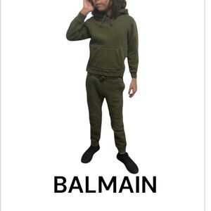 Authentic Balmain kids signature hooded sweatshirt & matching sweatpants sz 8